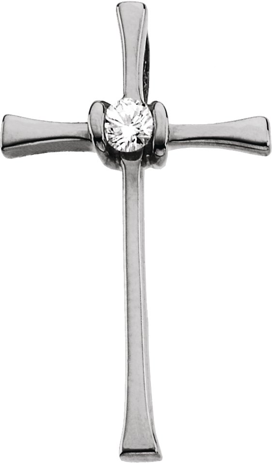 14K White .05 CTW Natural Diamond Cross Pendant