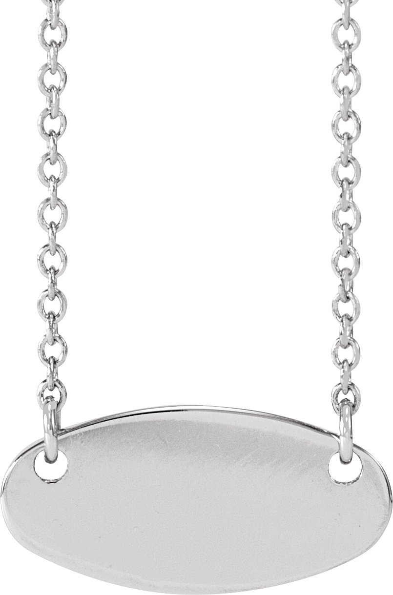 14K White 14x7 mm Oval 18" Necklace