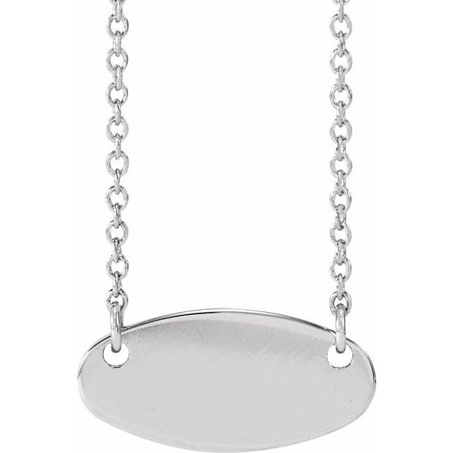 14K White 14x7 mm Oval 18 Necklace