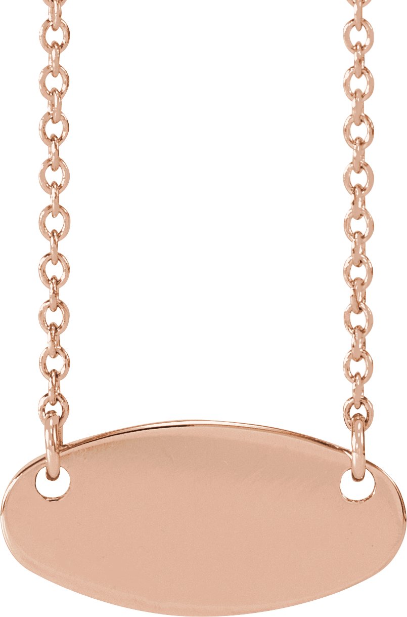 14K Rose Engravable Oval 16" Necklace