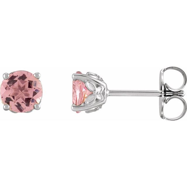 Sterling Silver 5 mm Natural Pink Tourmaline Earrings