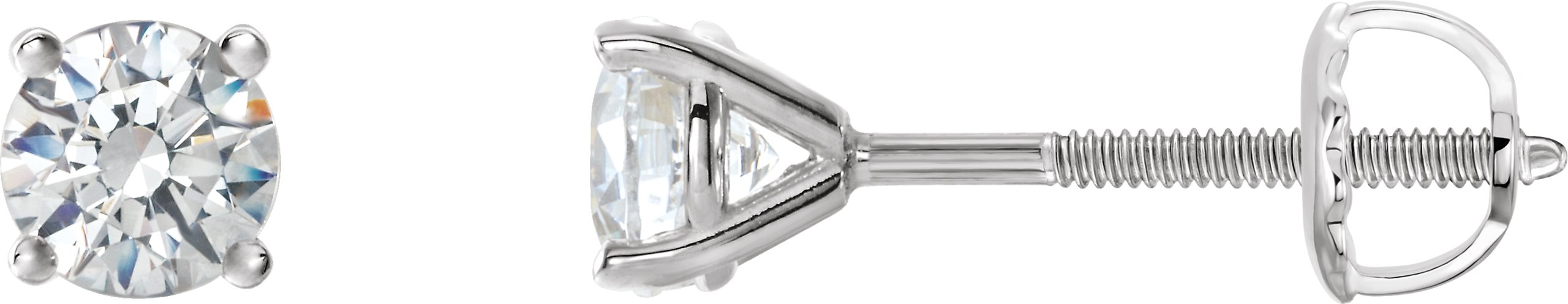 14K White 3/4 CTW Natural Diamond Cocktail-Style Threaded Post Earrings
