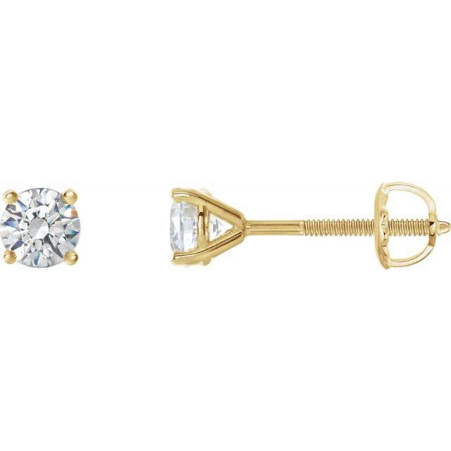 14K Yellow 3/4 CTW Natural Diamond Cocktail-Style Threaded Post Earrings