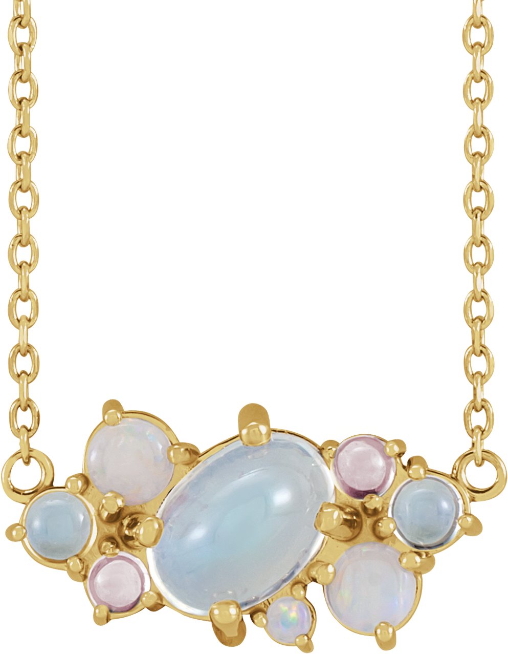 14K Yellow Natural Multi-Gemstone Scattered 16-18" Necklace