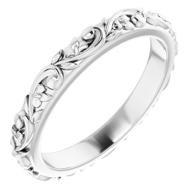 Sterling Silver Floral-Inspired Band Size 4