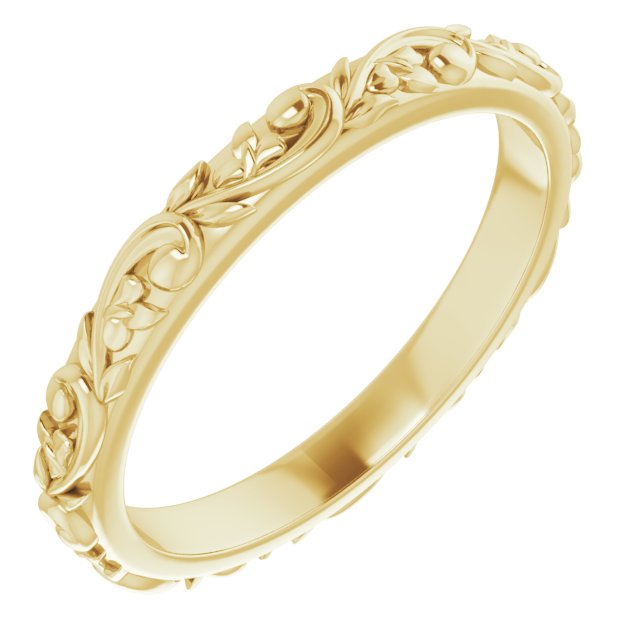 14K Yellow Floral-Inspired Band Size 6.5
