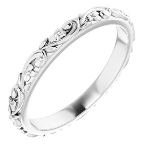 Sterling Silver Floral-Inspired Band Size 7.5
