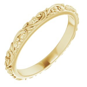 14K Yellow Floral-Inspired Band Size 7.5