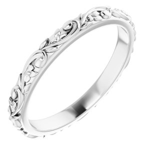 Sterling Silver Floral-Inspired Band Size 8