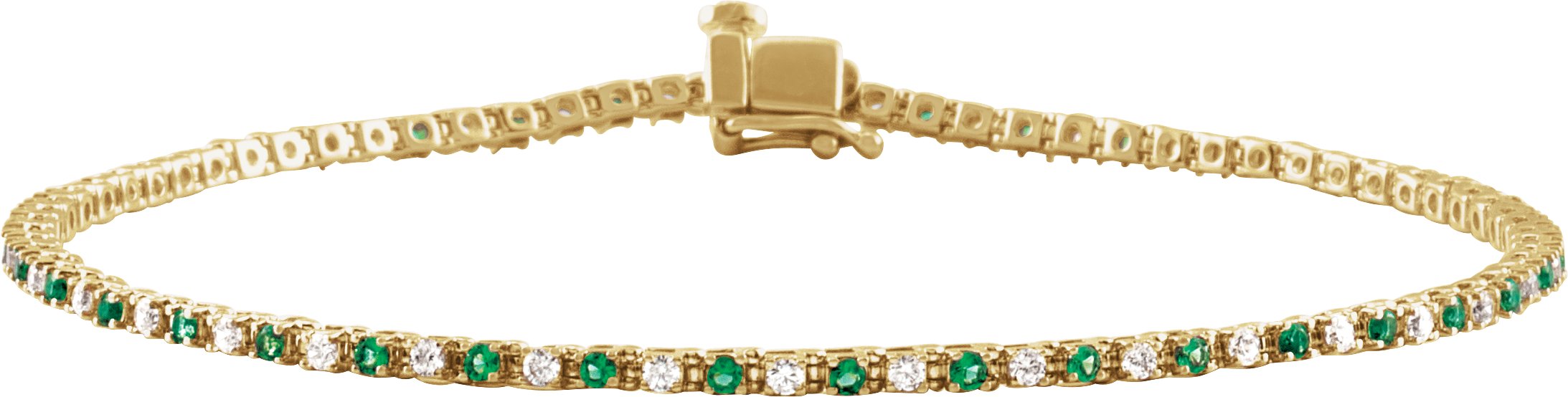 14K Yellow Natural Emerald and 0.625 CTW Natural Diamond Link 7.25 inch Bracelet Ref 19567649