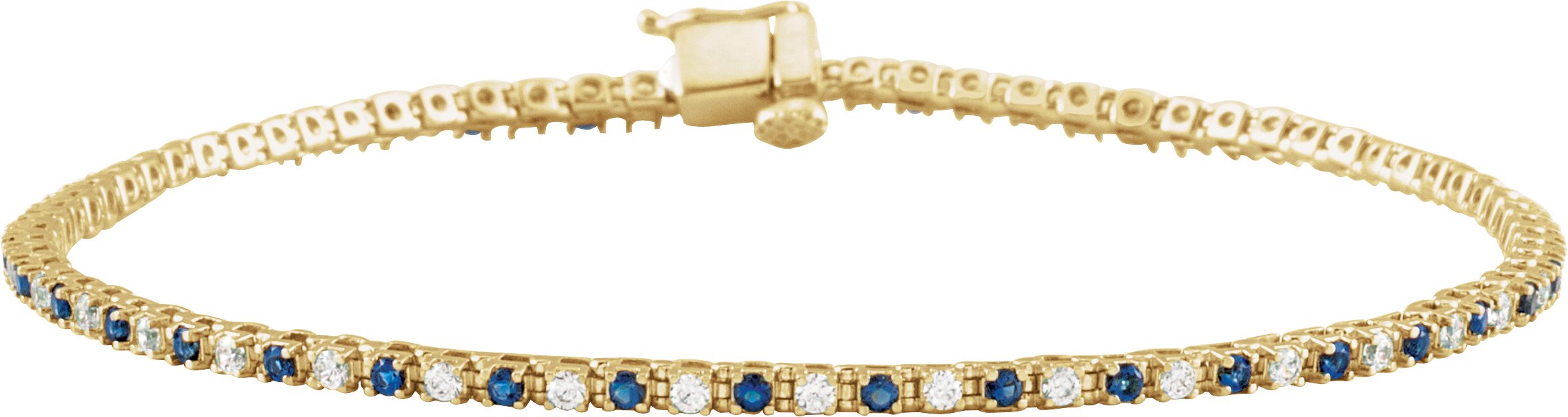 14K Yellow Natural Blue Sapphire & 5/8 CTW Natural Diamond Line 7 1/4" Bracelet