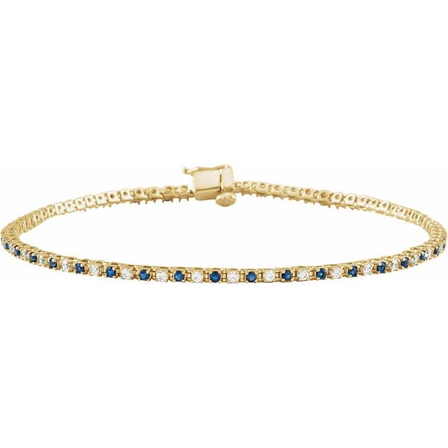 14K Yellow Natural Blue Sapphire & 5/8 CTW Natural Diamond Line 7 1/4 Bracelet