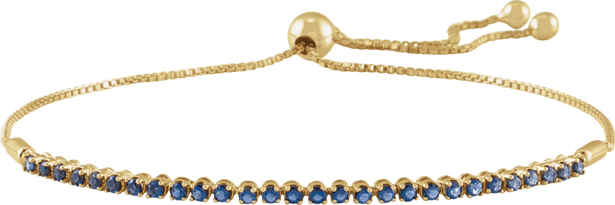 14K Yellow Natural Blue Sapphire Adjustable 9 1/2 Bolo Bracelet