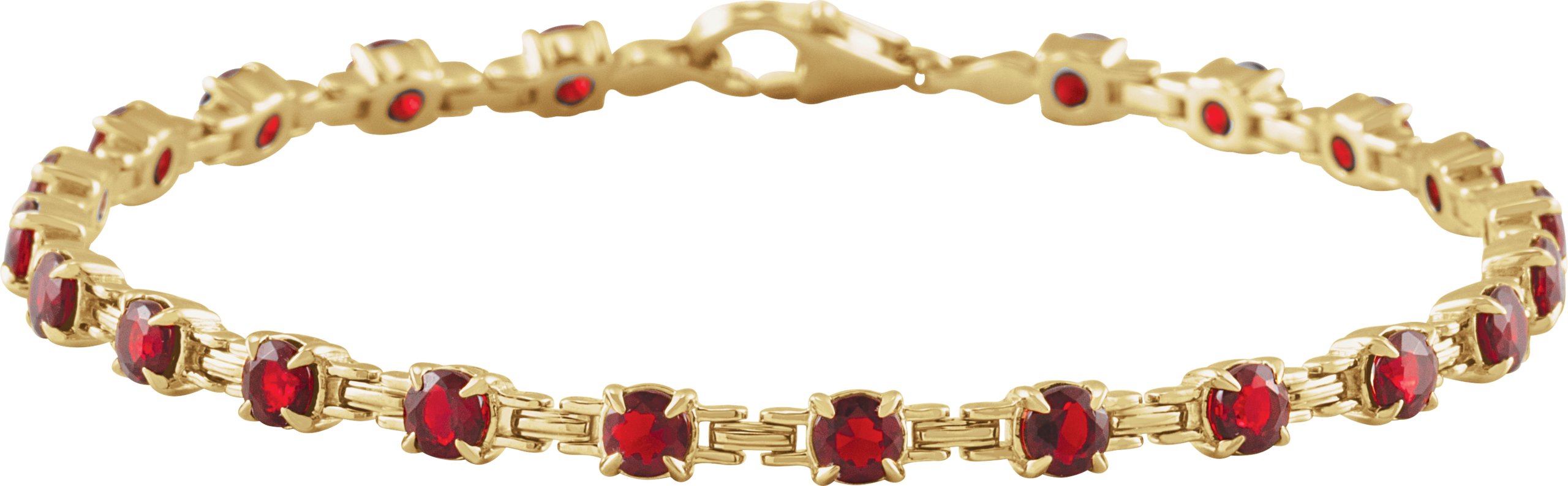 14K Yellow Natural Mozambique Garnet 7 1/4 Line Bracelet