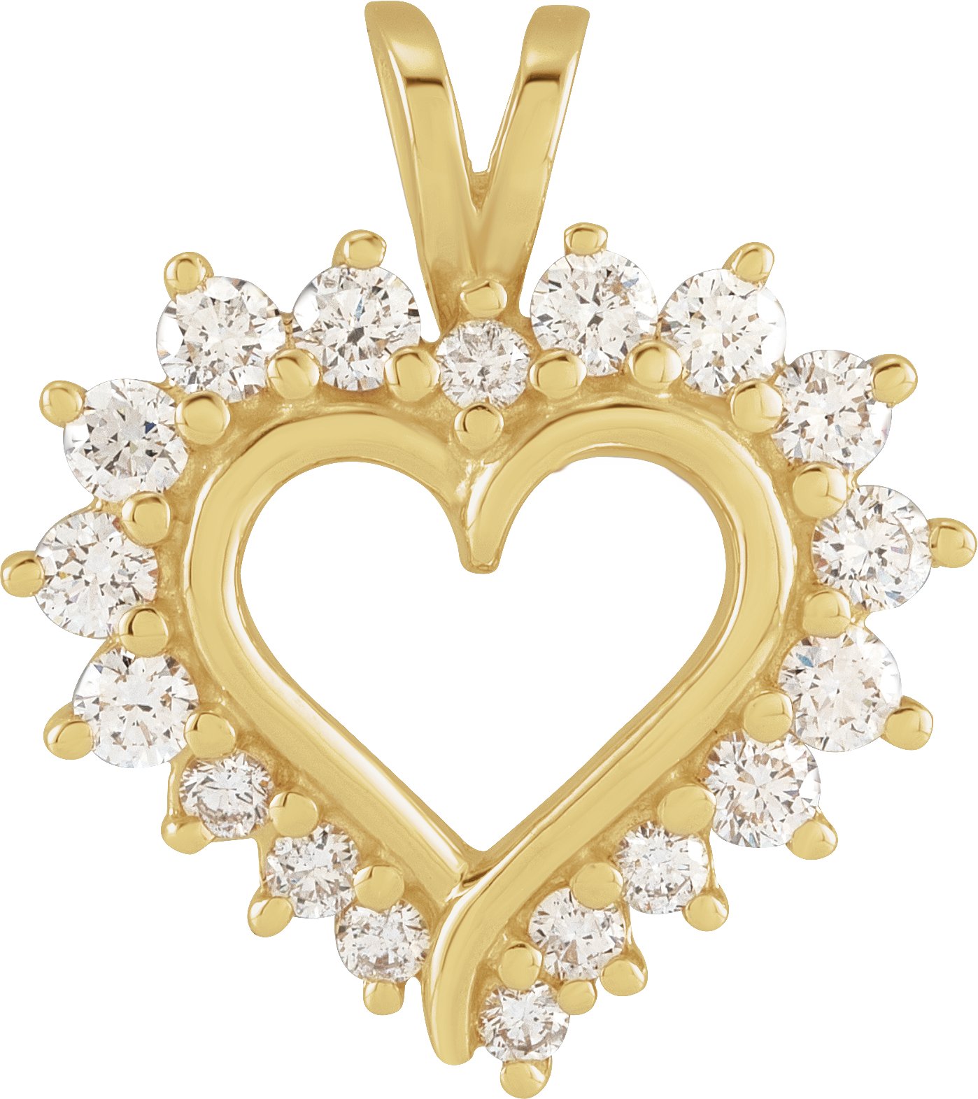 14k Yellow 1/2 CTW Natural Diamond Heart Pendant