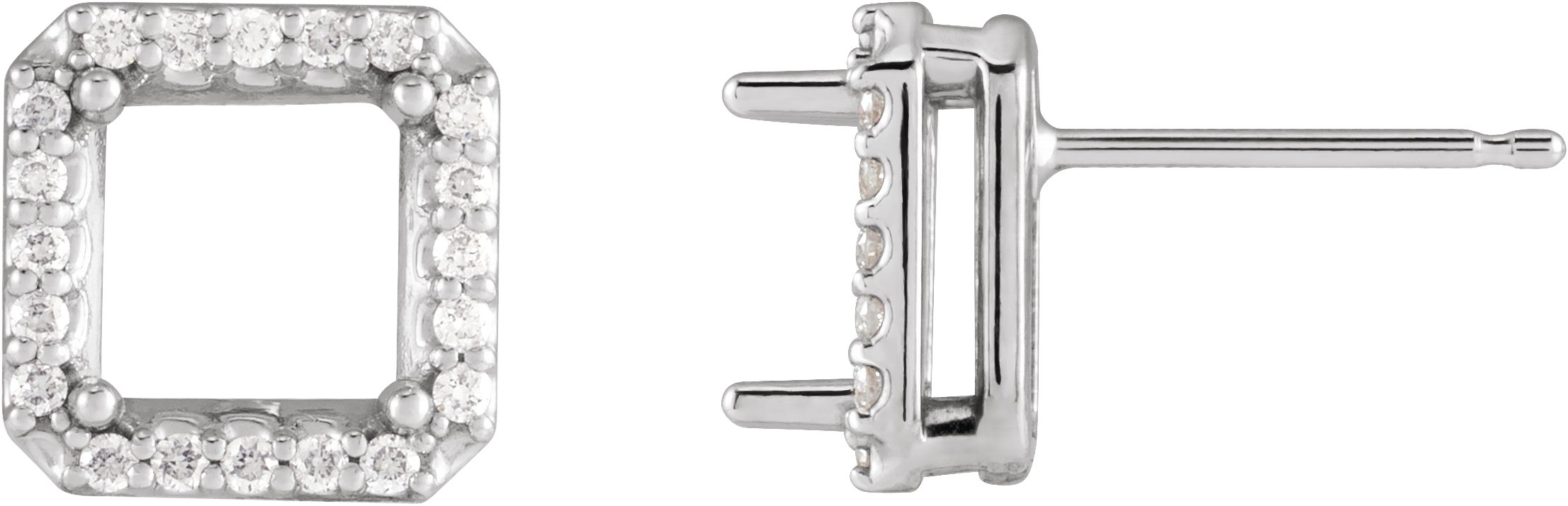 Square 4-Prong Halo-Style Earring