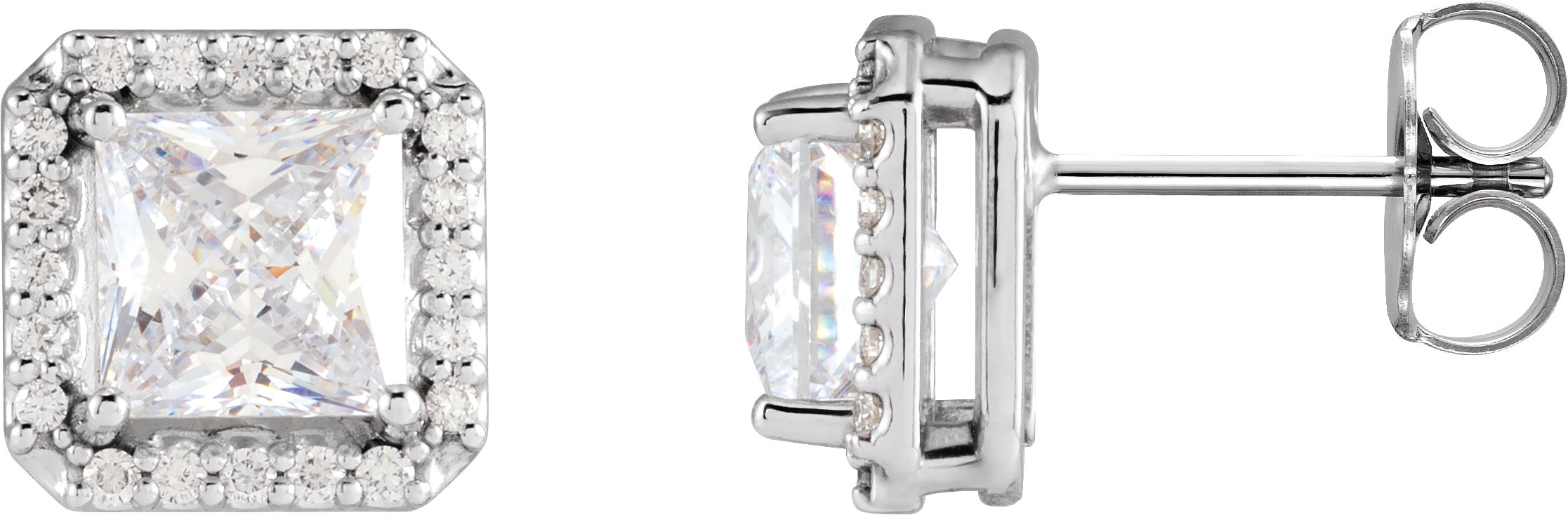 14K White 3/4 CTW Natural Diamond Halo-Style Earrings