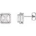 14K White Stuller Lab-Grown Moissanite & .08 CTW Natural Diamond Halo-Style Earrings