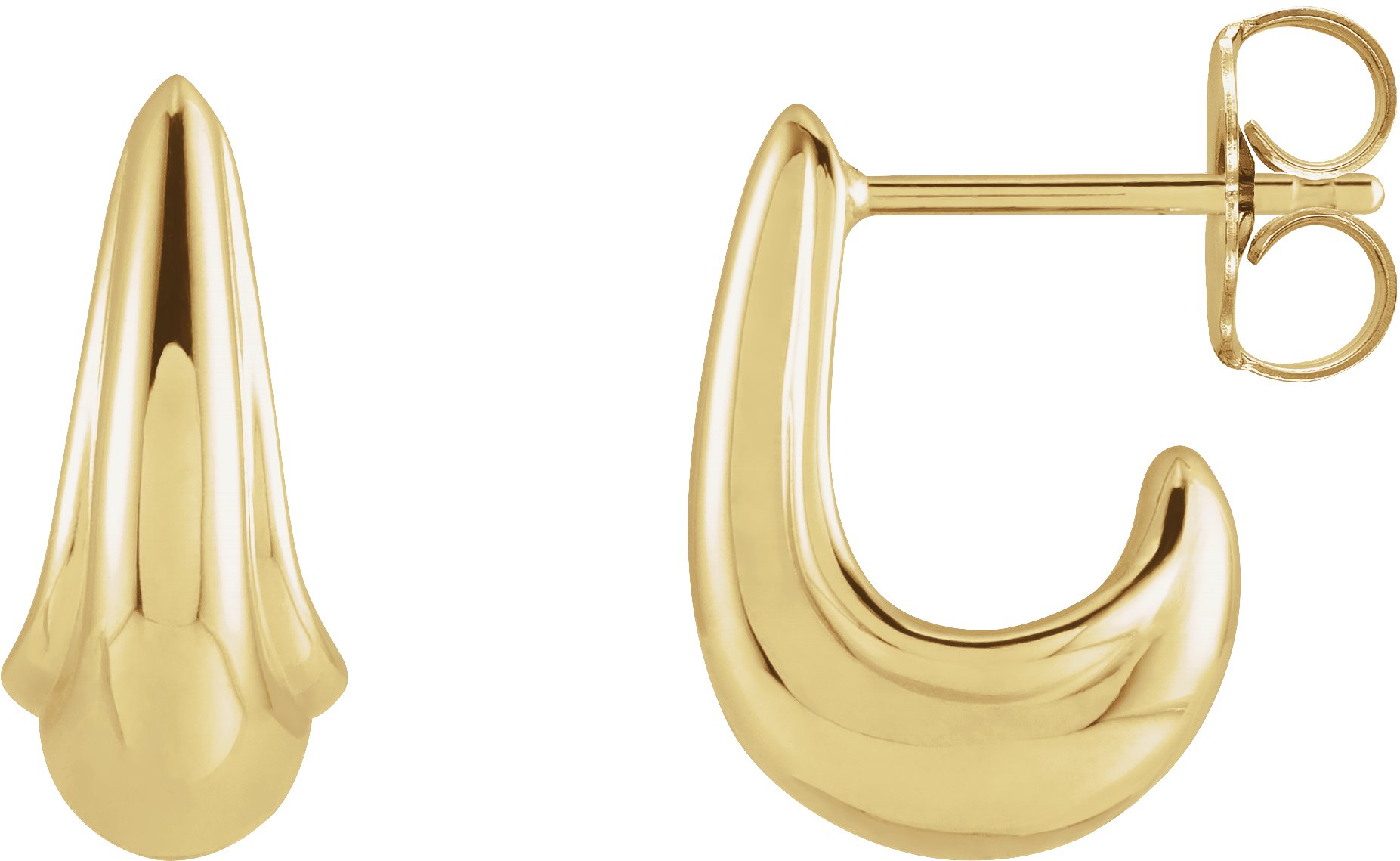 14K Yellow Tapered J-Hoop Earrings