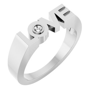 18K X1 White 2 mm Round Accented Love Ring Mounting