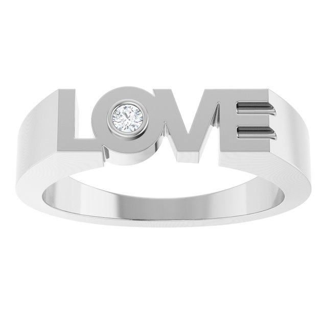 14K White .03 CT Natural Diamond Love Ring
