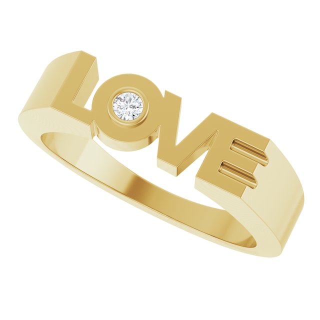 14K Yellow .03 CT Natural Diamond Love Ring