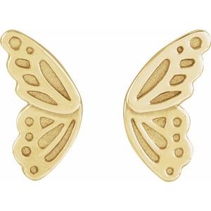 14K Yellow Butterfly Wing Earrings