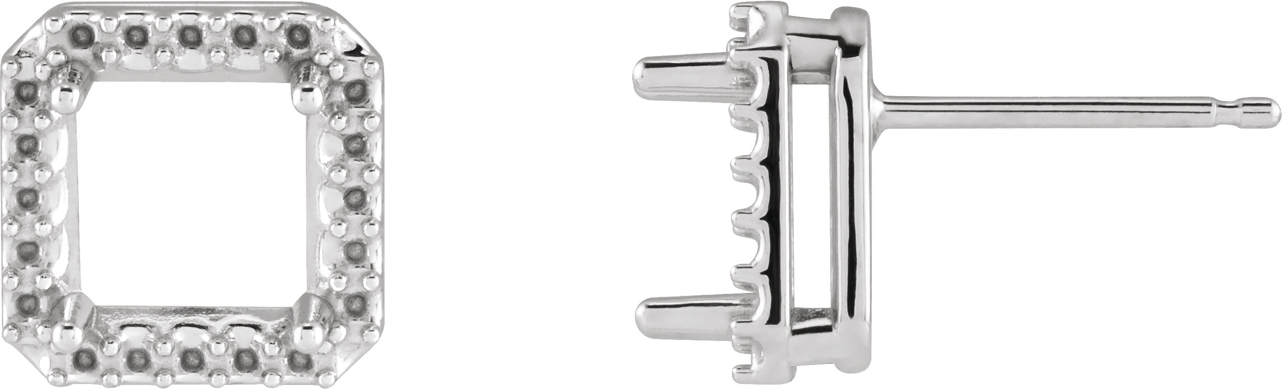 Square 4-Prong Halo-Style Earring