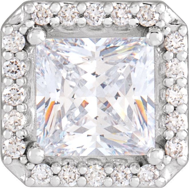 Square 4-Prong Halo-Style Low Earring Setting