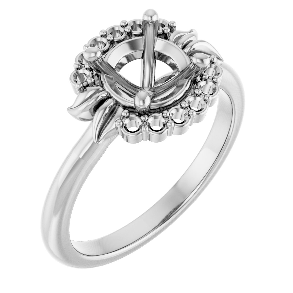 Accented Floral Engagement Ring