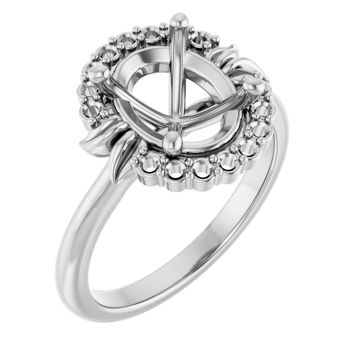 Accented Floral Engagement Ring