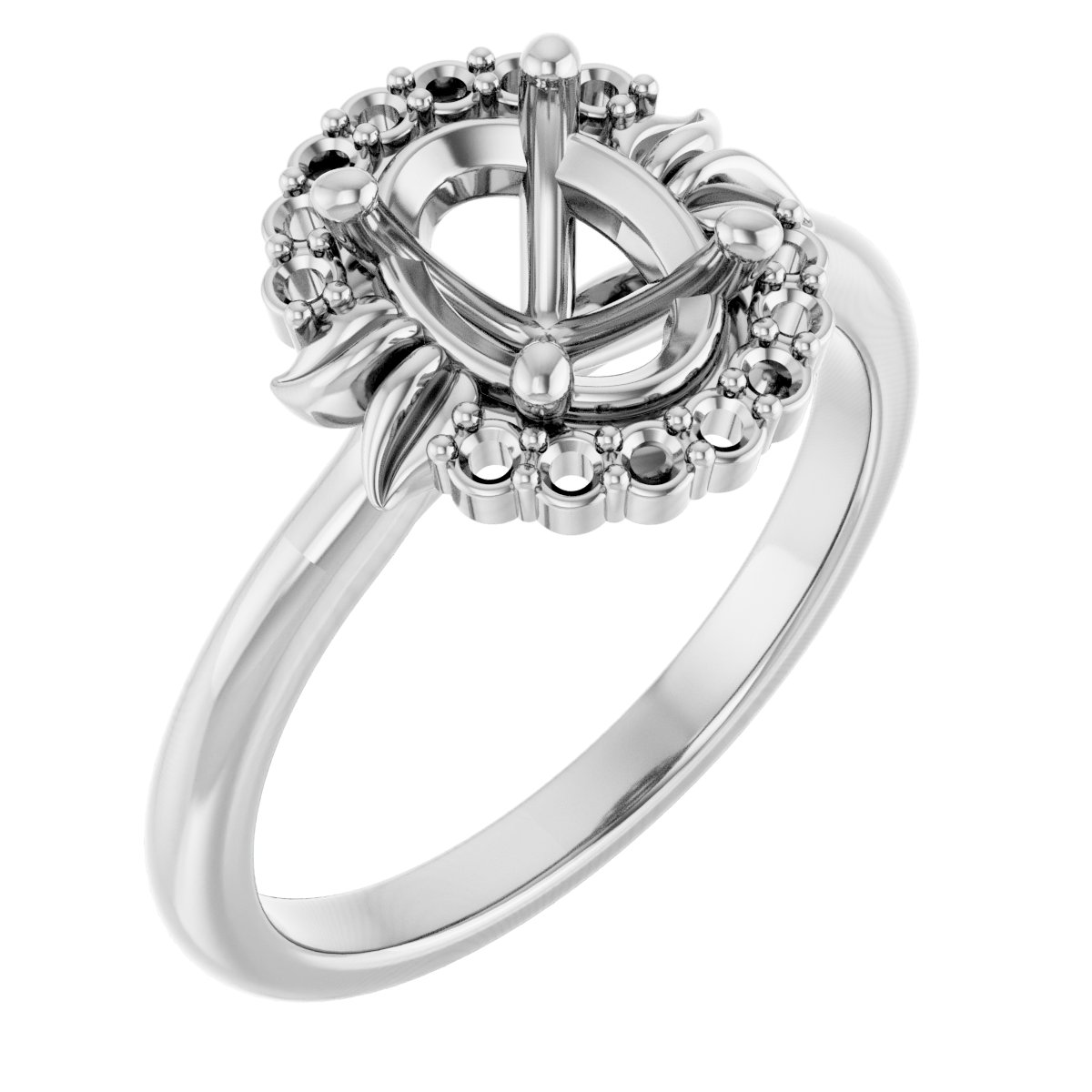 Accented Floral Engagement Ring