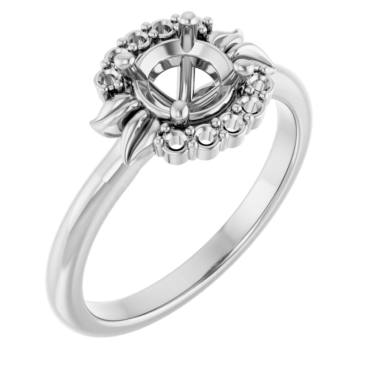 Accented Floral Engagement Ring