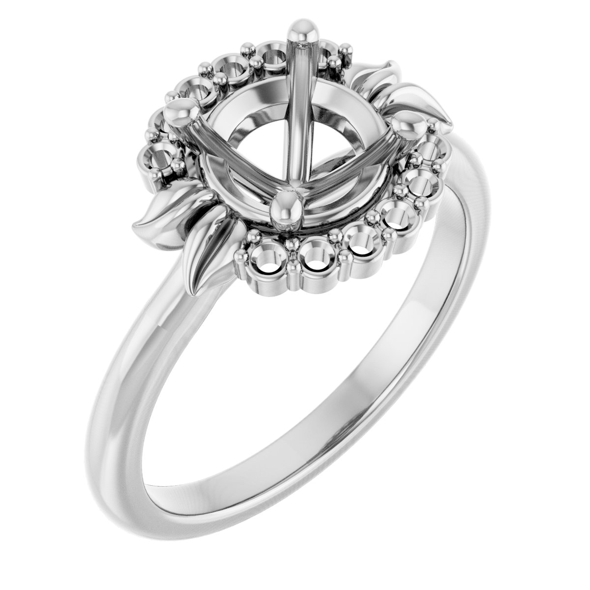 Accented Floral Engagement Ring