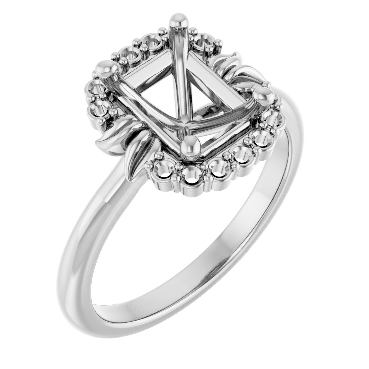 Accented Floral Engagement Ring