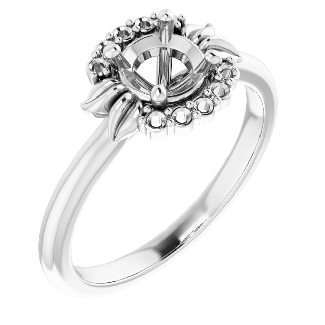 Accented Floral Engagement Ring