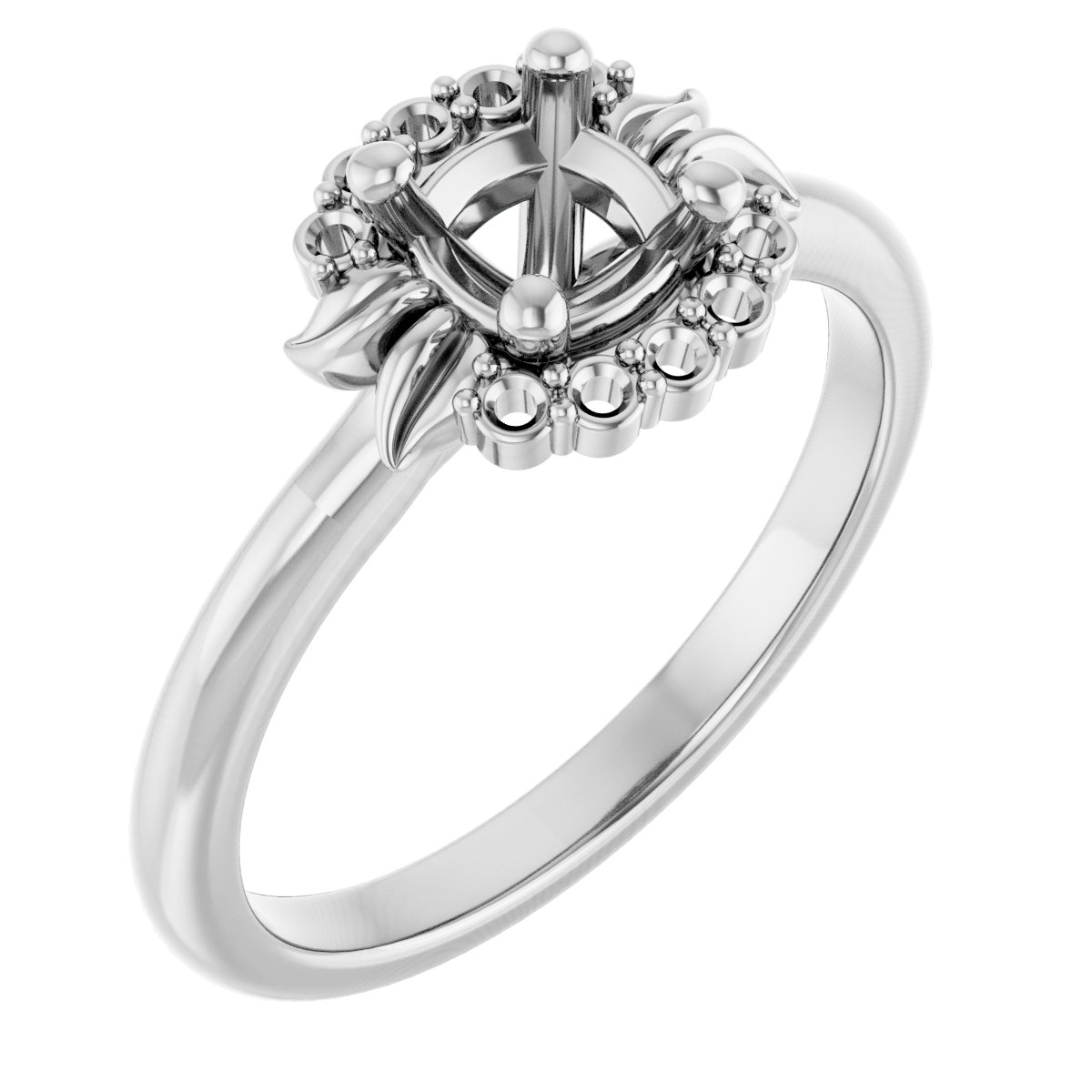 Accented Floral Engagement Ring