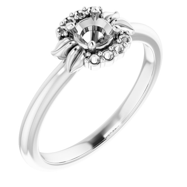 Accented Floral Engagement Ring