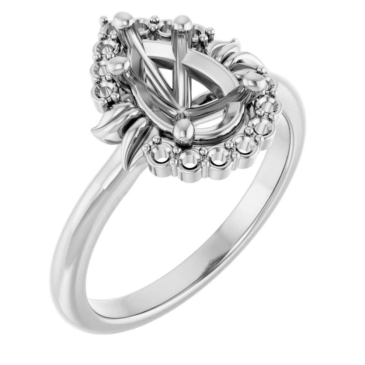 Accented Floral Engagement Ring