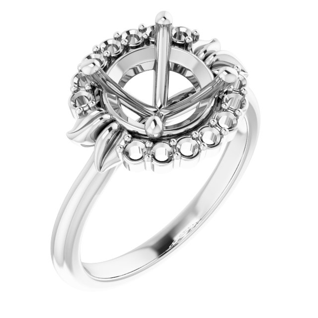 Accented Floral Engagement Ring