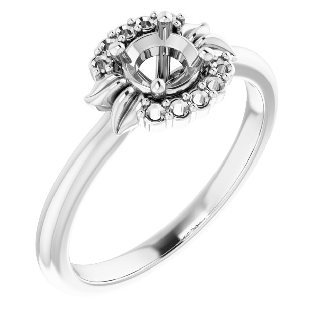 Accented Floral Engagement Ring
