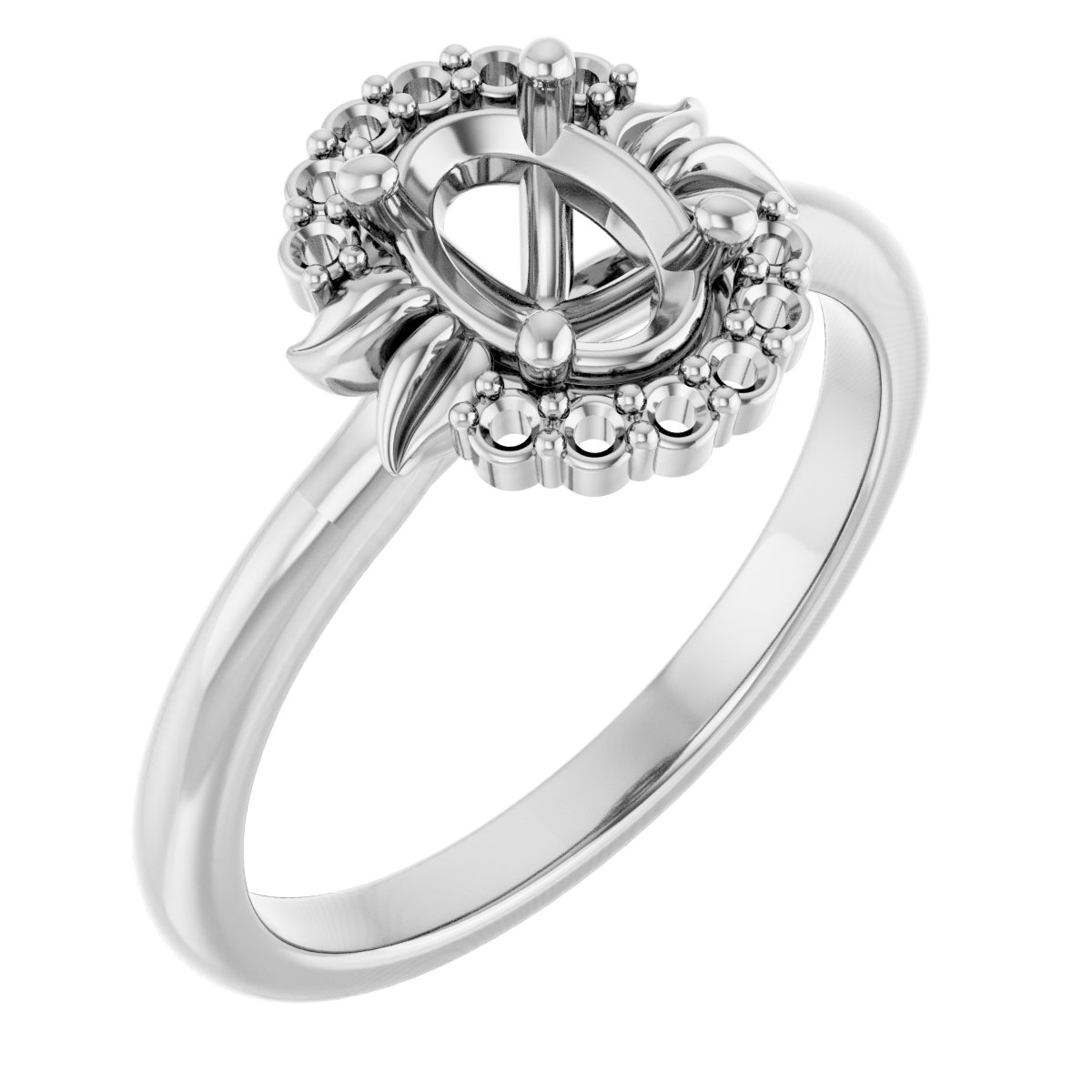 Accented Floral Engagement Ring