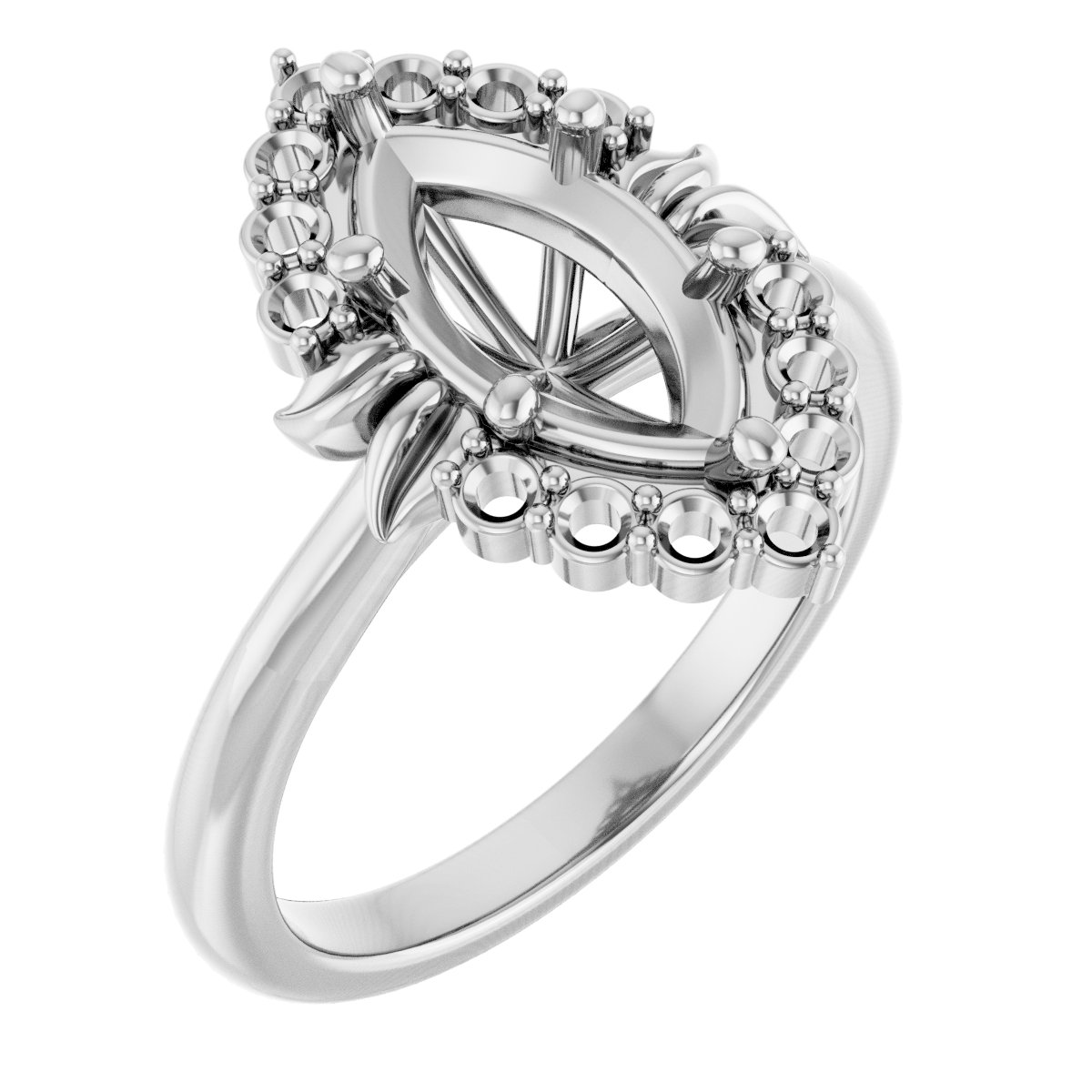 Accented Floral Engagement Ring