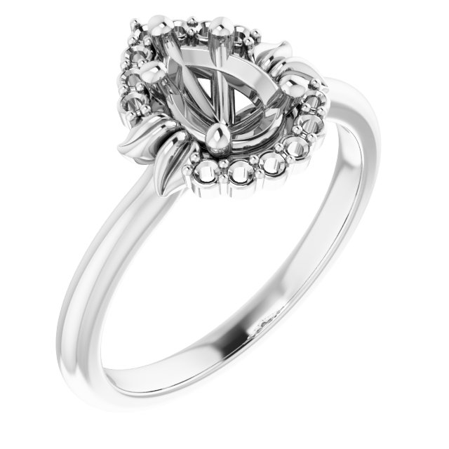 Accented Floral Engagement Ring