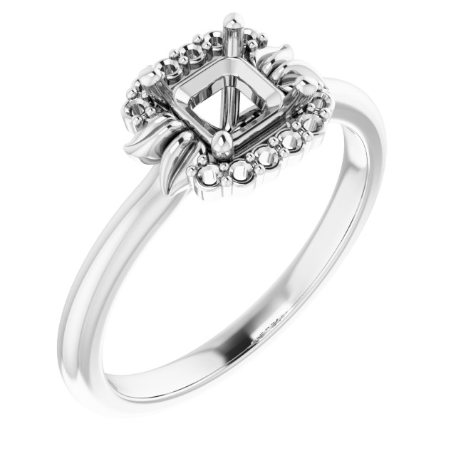 Accented Floral Engagement Ring