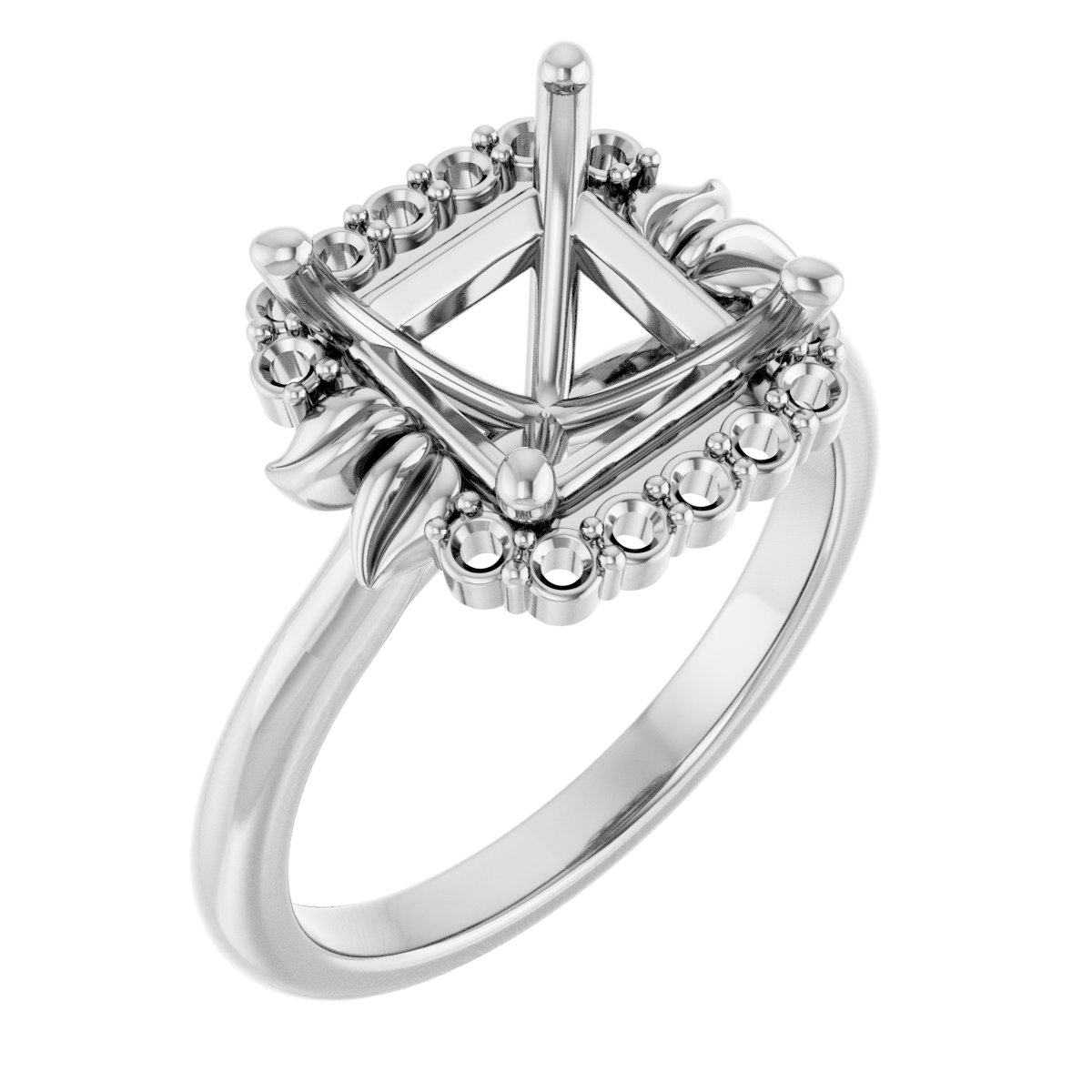 Accented Floral Engagement Ring