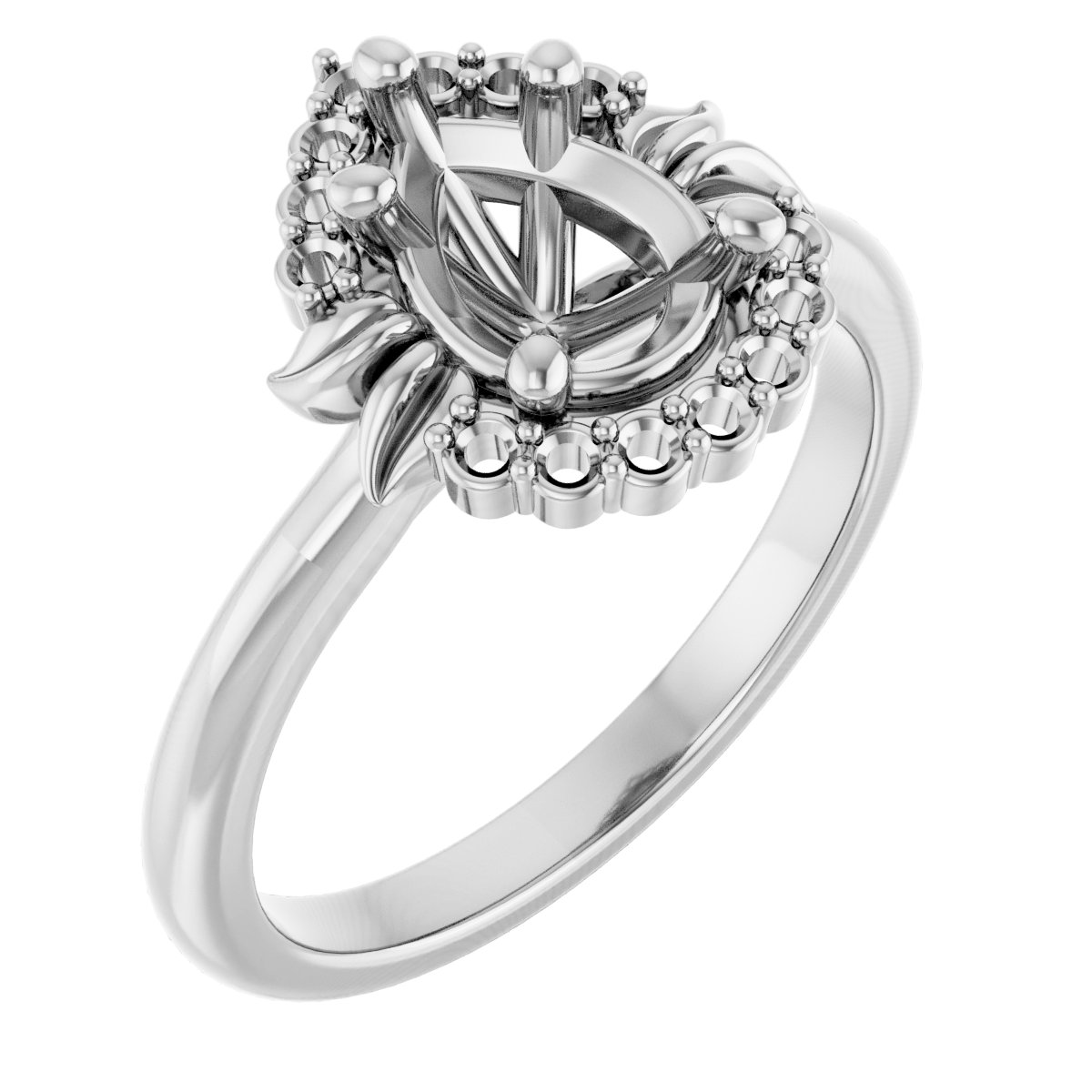 Accented Floral Engagement Ring
