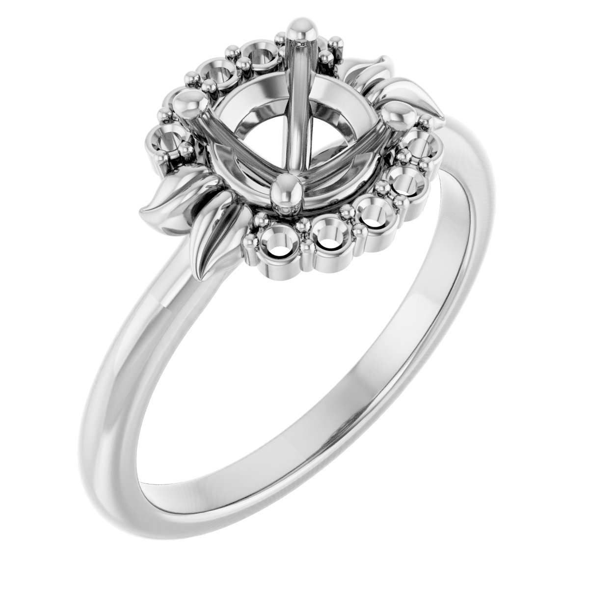 Accented Floral Engagement Ring