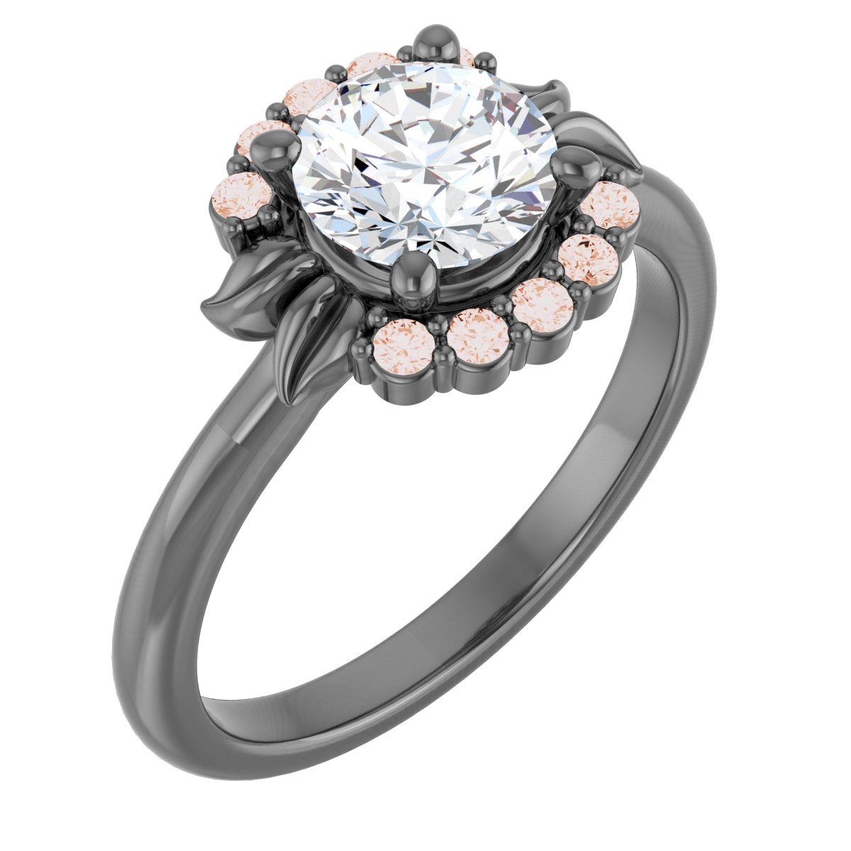 round floral engagement ring