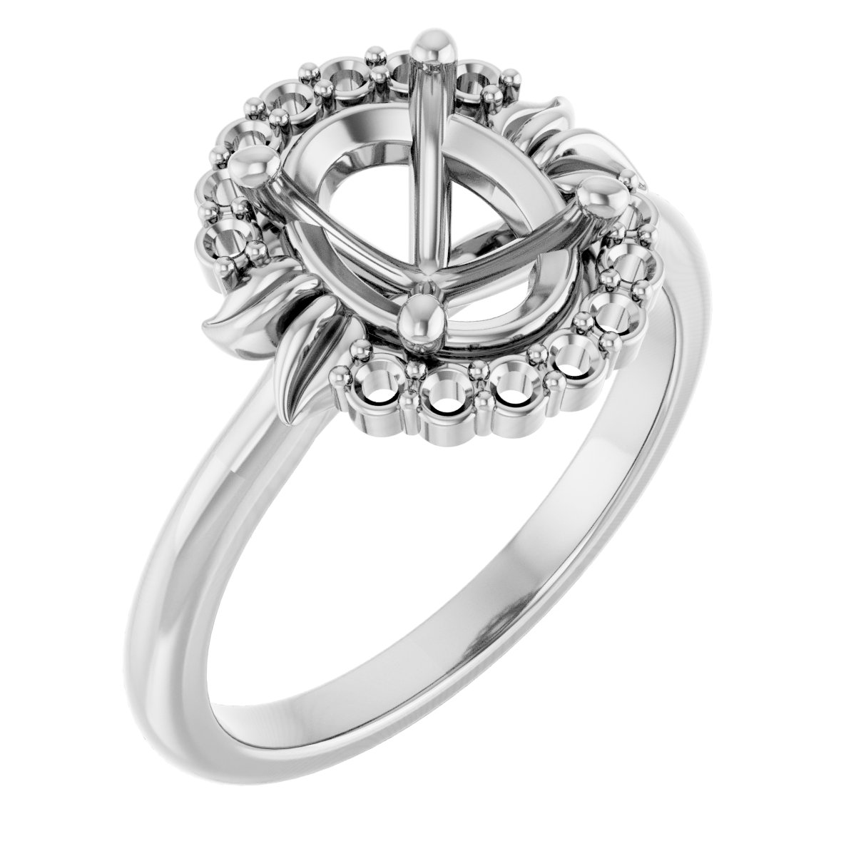 Accented Floral Engagement Ring